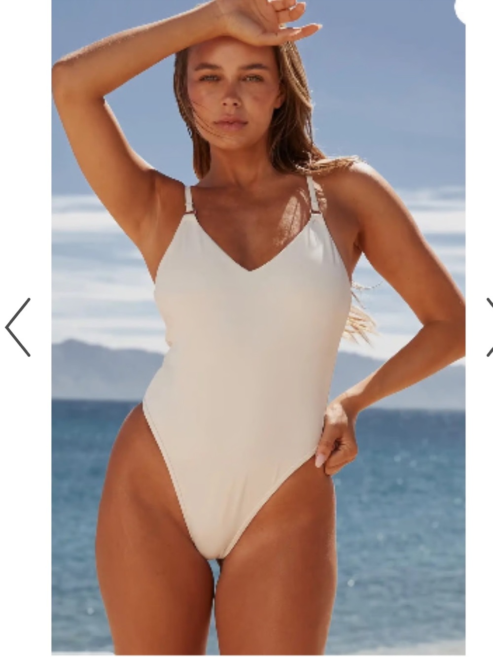 Lounge V-Neck High Leg One-Piece Swimsuit Adjustable Straps Size M